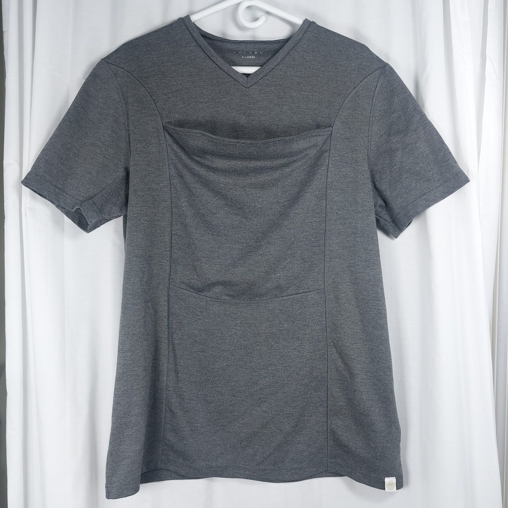 Men's Grey Long Sleeve V-Neck Tee